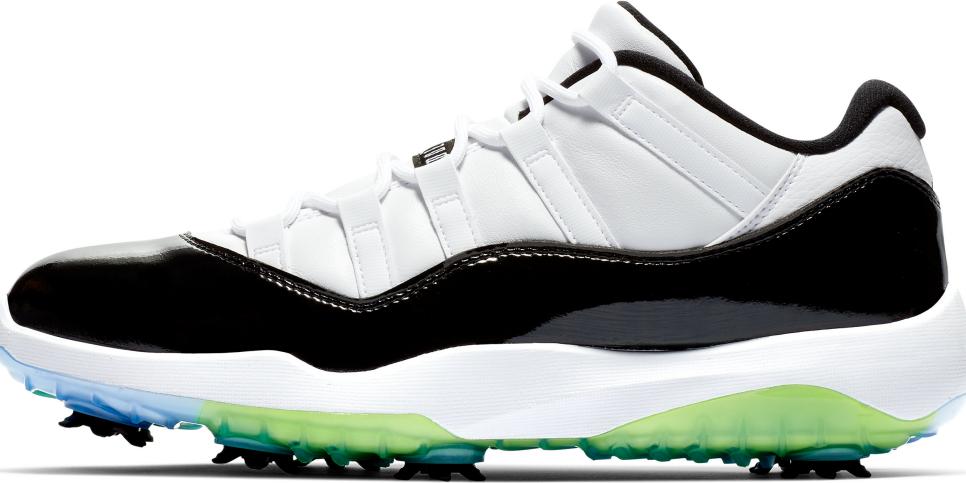 The Nike Air Jordan 11 Concord golf shoe, inspired by its